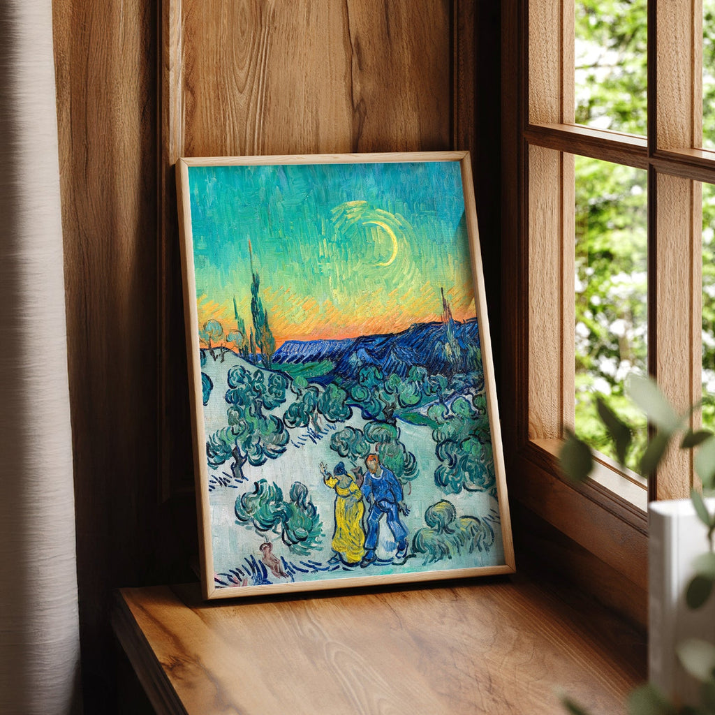 Van Gogh A Walk at Twilight Art Print – Famous Painting Wall Decor