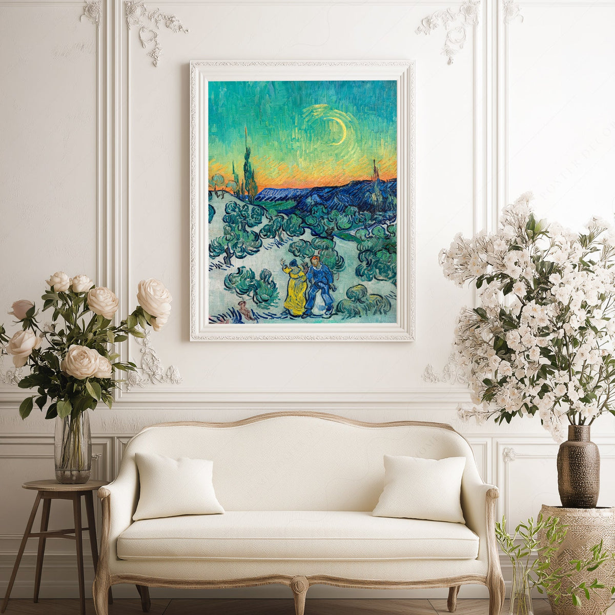 Van Gogh A Walk at Twilight Art Print – Famous Painting Wall Decor