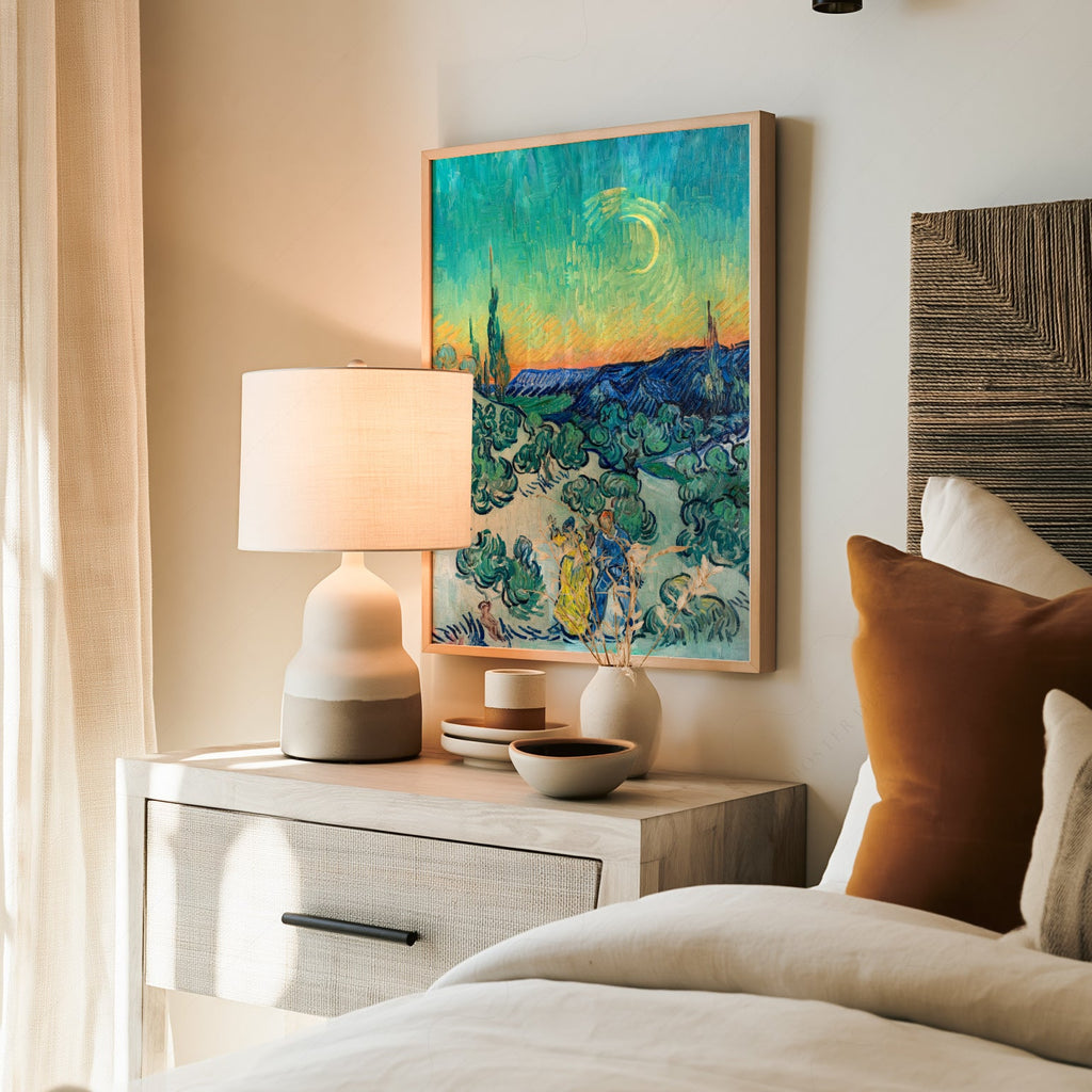Van Gogh A Walk at Twilight Art Print – Famous Painting Wall Decor