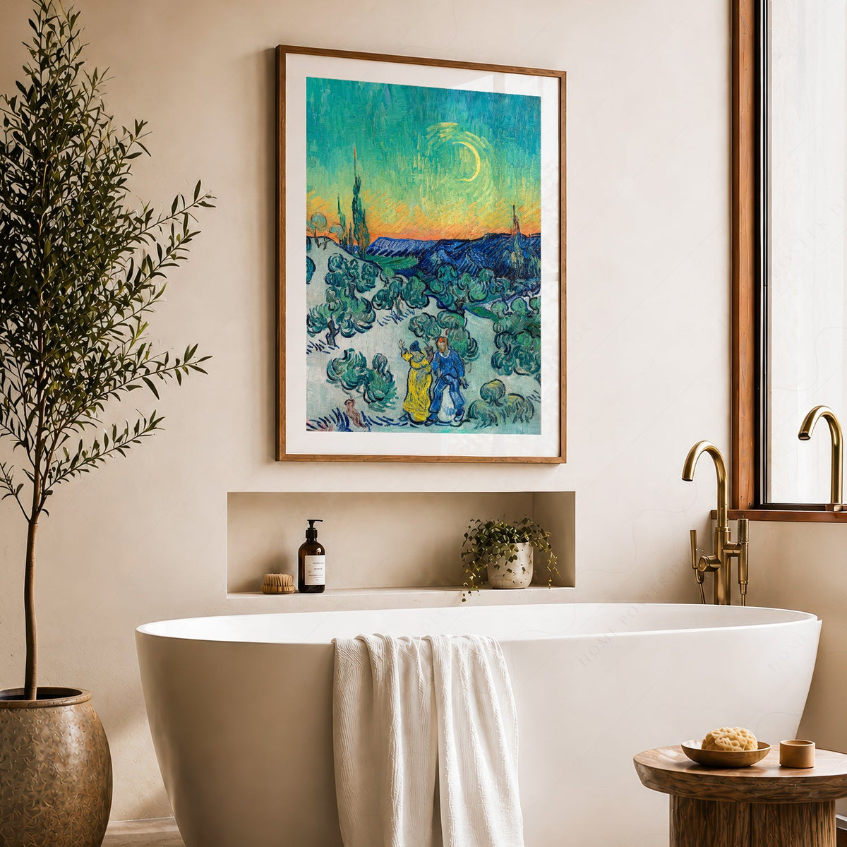 Van Gogh A Walk at Twilight Art Print – Famous Painting Wall Decor