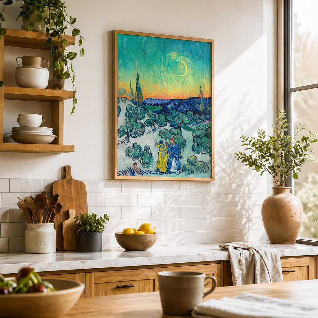 Van Gogh A Walk at Twilight Art Print – Famous Painting Wall Decor