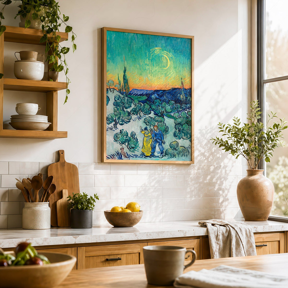 Van Gogh A Walk at Twilight Art Print – Famous Painting Wall Decor