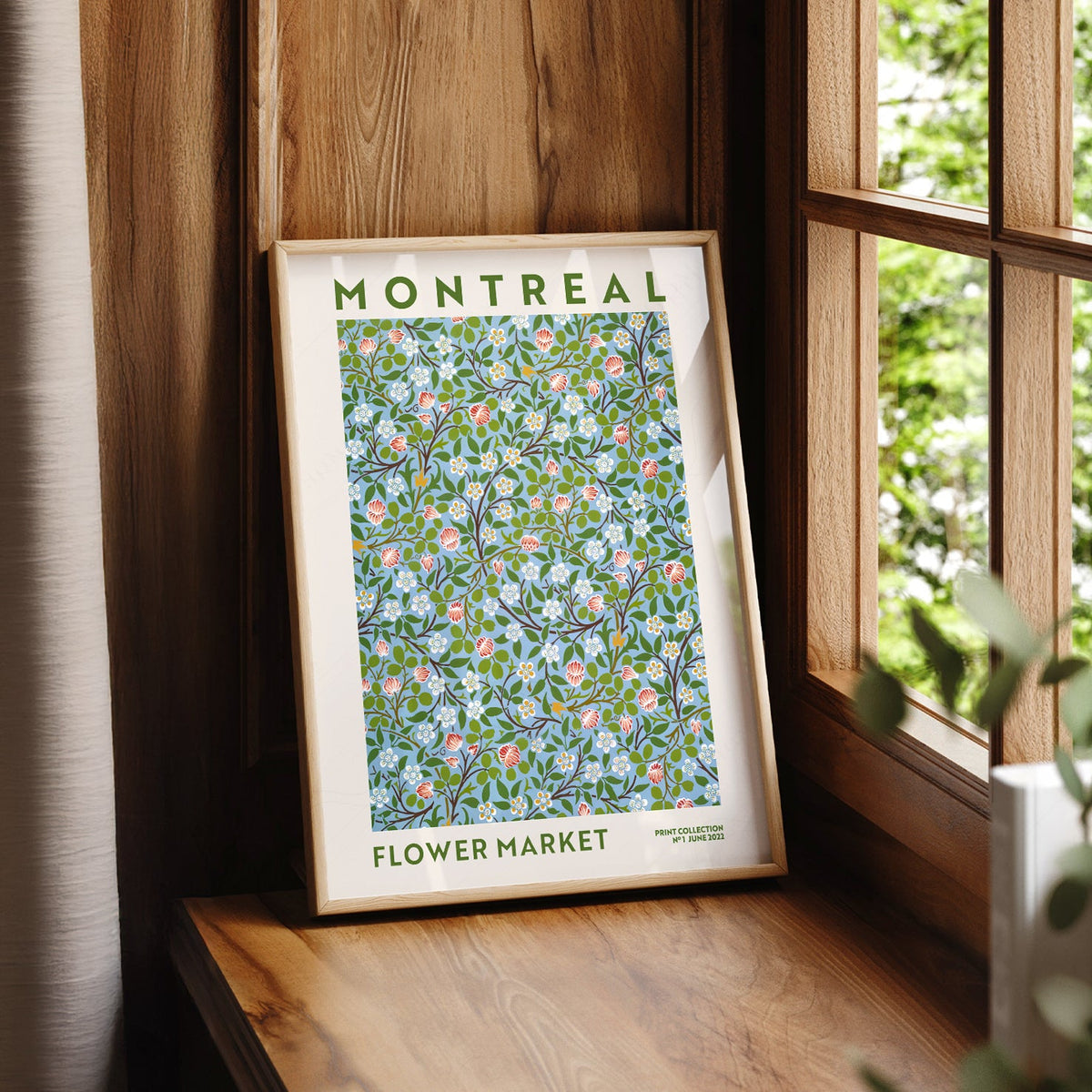 Montreal Flower Market Print – Botanical Wall Art Floral Poster