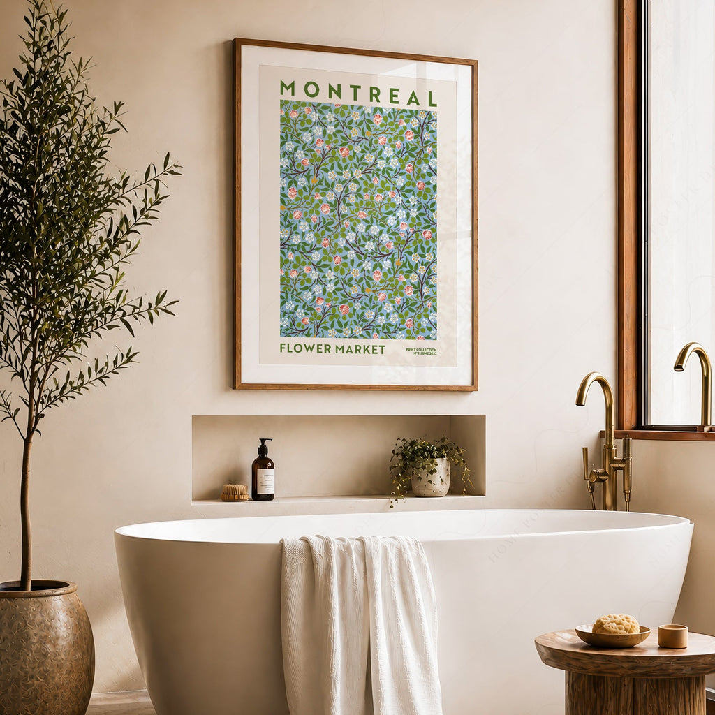 Montreal Flower Market Print – Botanical Wall Art Floral Poster