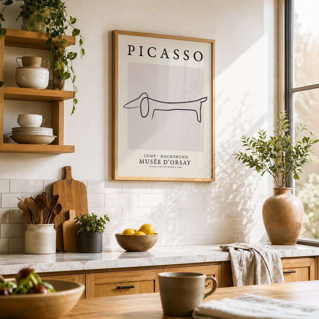 Pablo Picasso Lump Dachshund Line Drawing Print – Minimalist Wall Art