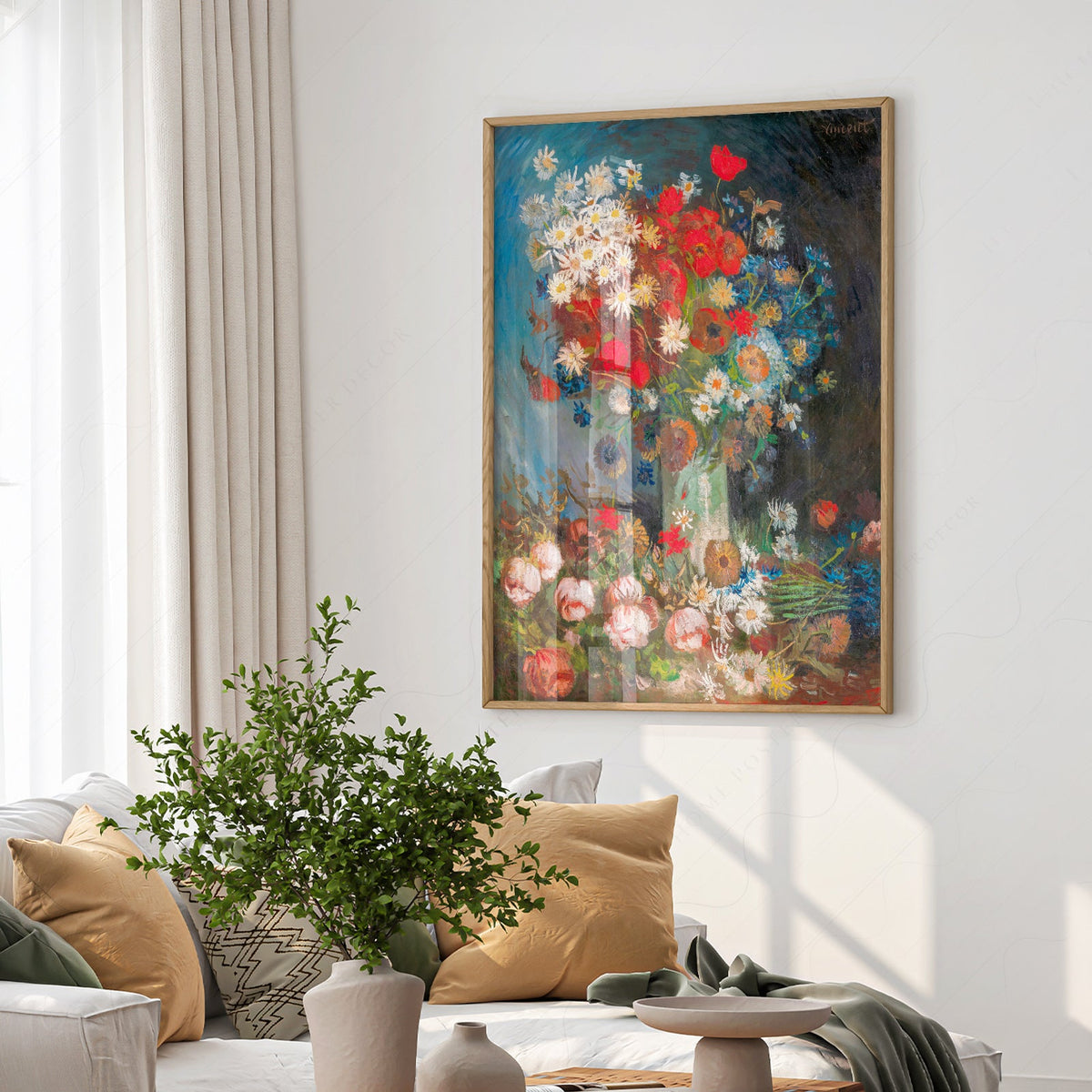 Van Gogh Vase with Poppies and Daisies Art Print – Famous Painting Poster