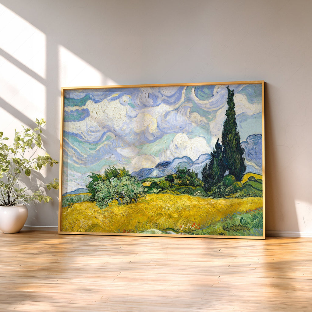 Vincent Van Gogh Wheat Fields with Cypresses Print – Famous Painting Wall Art