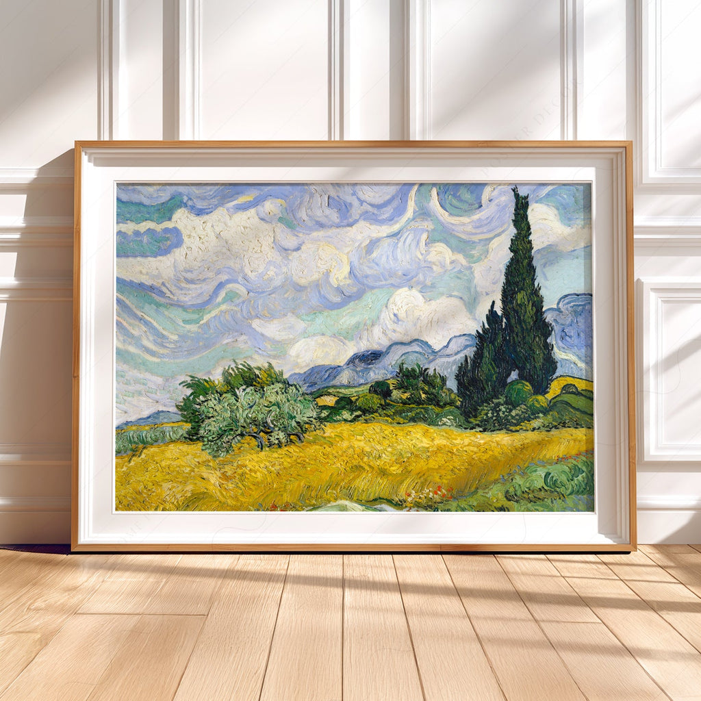Vincent Van Gogh Wheat Fields with Cypresses Print – Famous Painting Wall Art