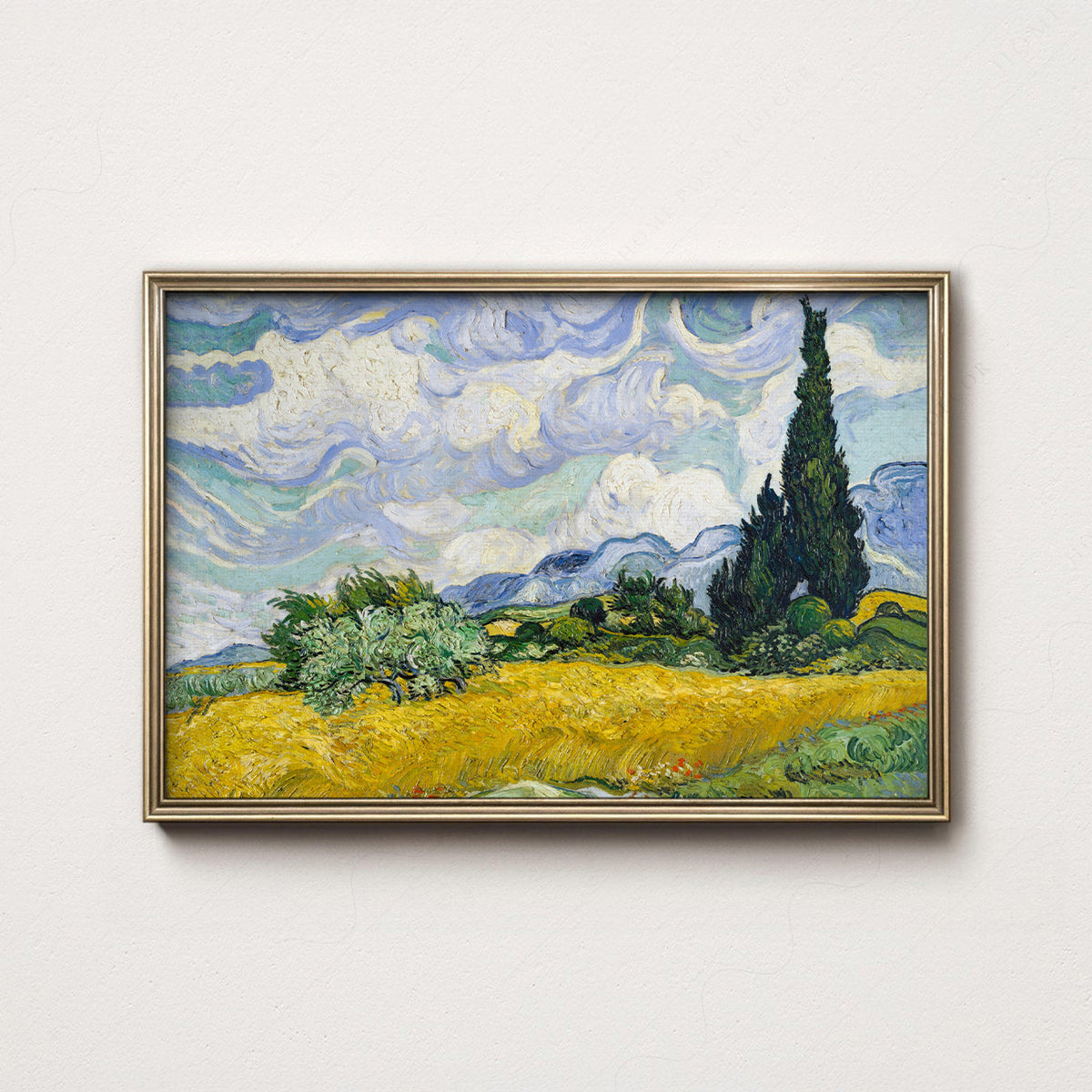 Vincent Van Gogh Wheat Fields with Cypresses Print – Famous Painting Wall Art