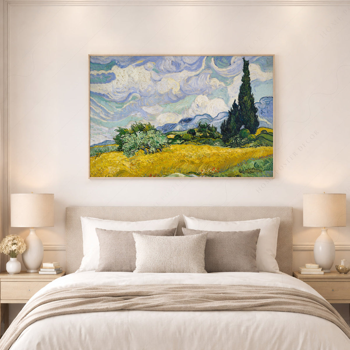 Vincent Van Gogh Wheat Fields with Cypresses Print – Famous Painting Wall Art