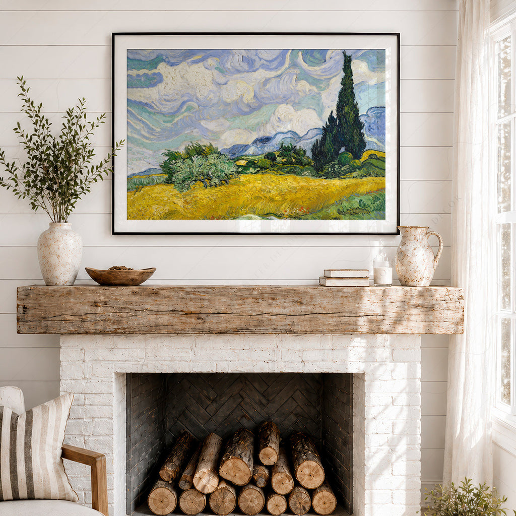Vincent Van Gogh Wheat Fields with Cypresses Print – Famous Painting Wall Art