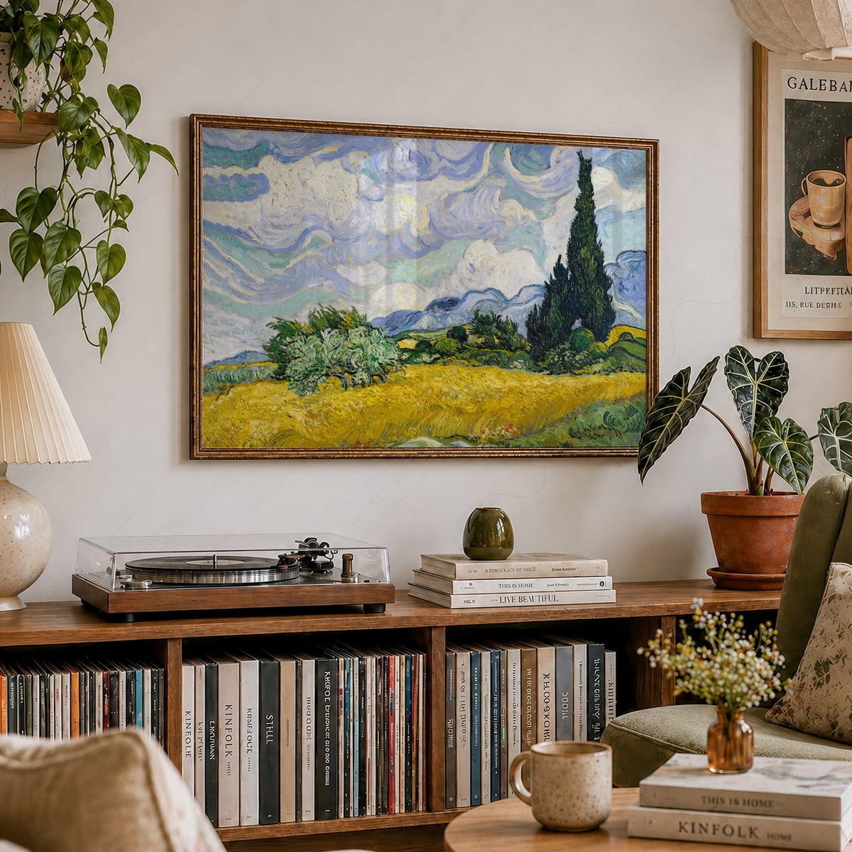 Vincent Van Gogh Wheat Fields with Cypresses Print – Famous Painting Wall Art