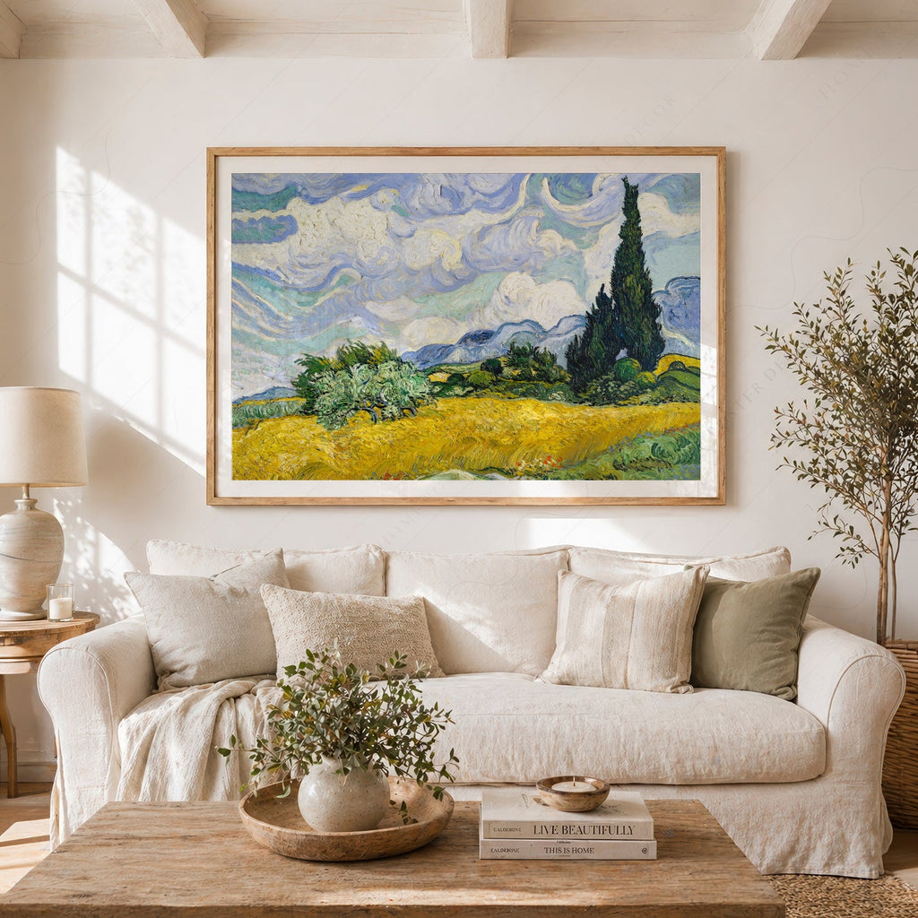 Vincent Van Gogh Wheat Fields with Cypresses Print – Famous Painting Wall Art