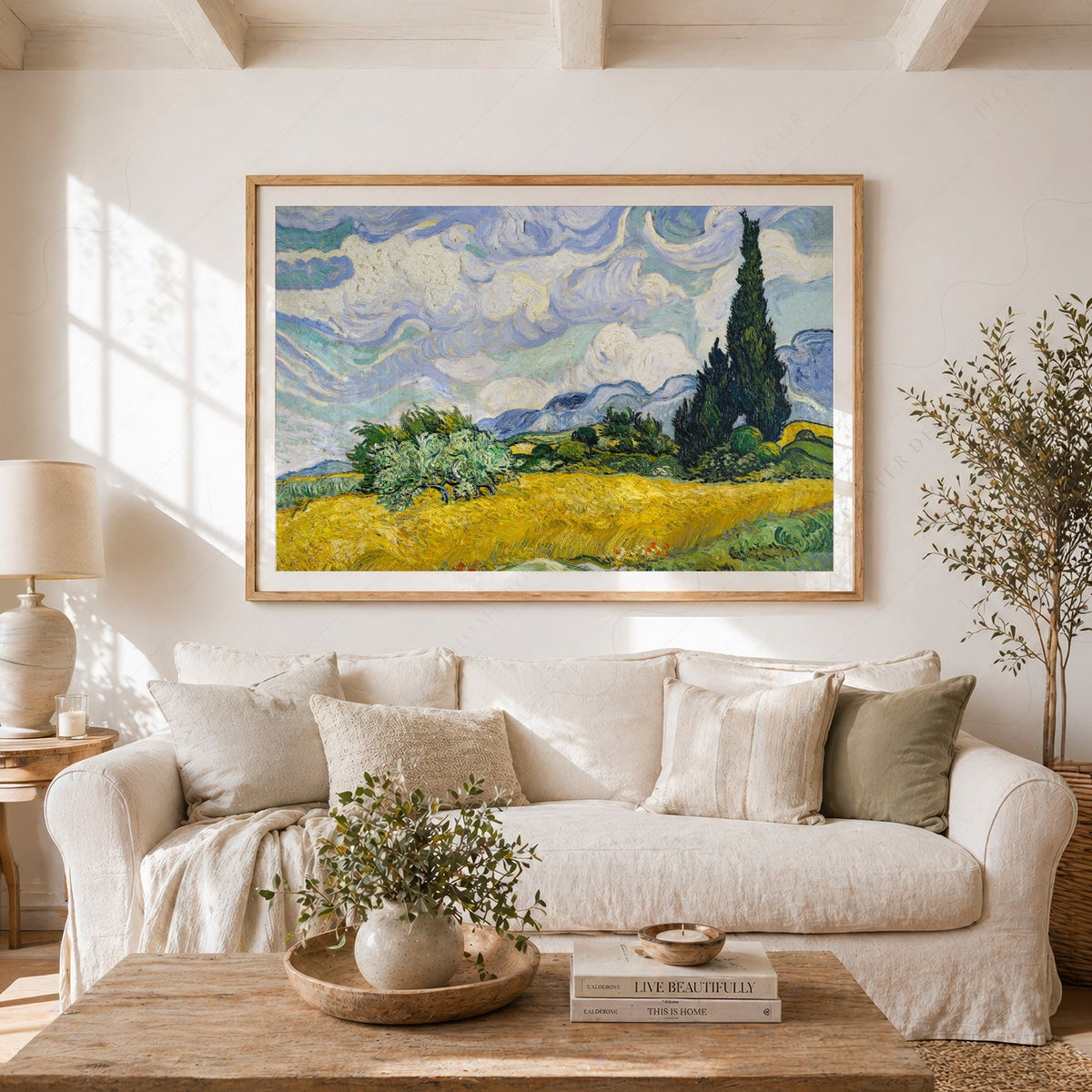 Vincent Van Gogh Wheat Fields with Cypresses Print – Famous Painting Wall Art