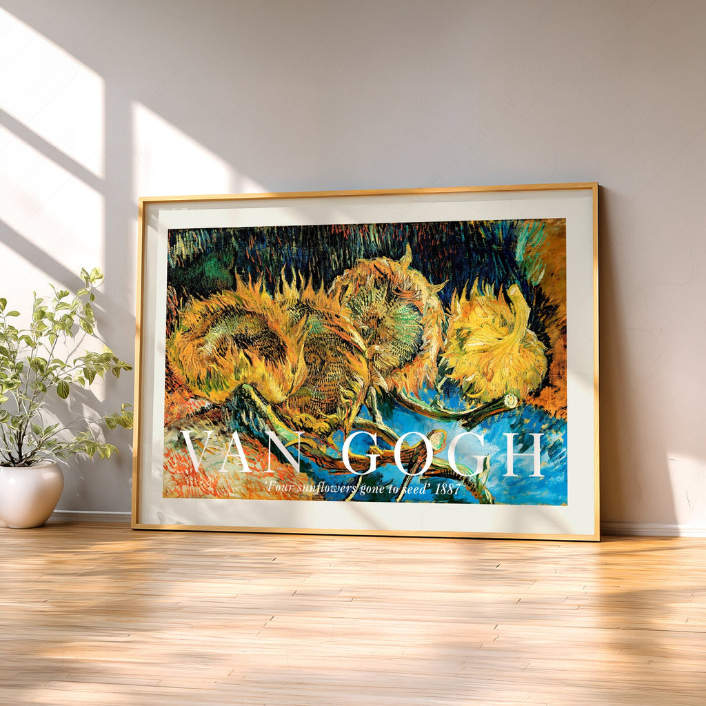 Van Gogh Four Sunflowers Gone to Seed Art Print – Famous Painting Wall Art