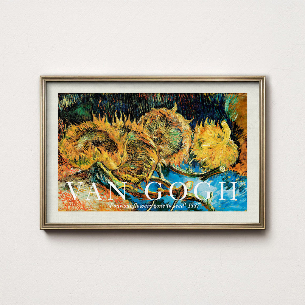 Van Gogh Four Sunflowers Gone to Seed Art Print – Famous Painting Wall Art