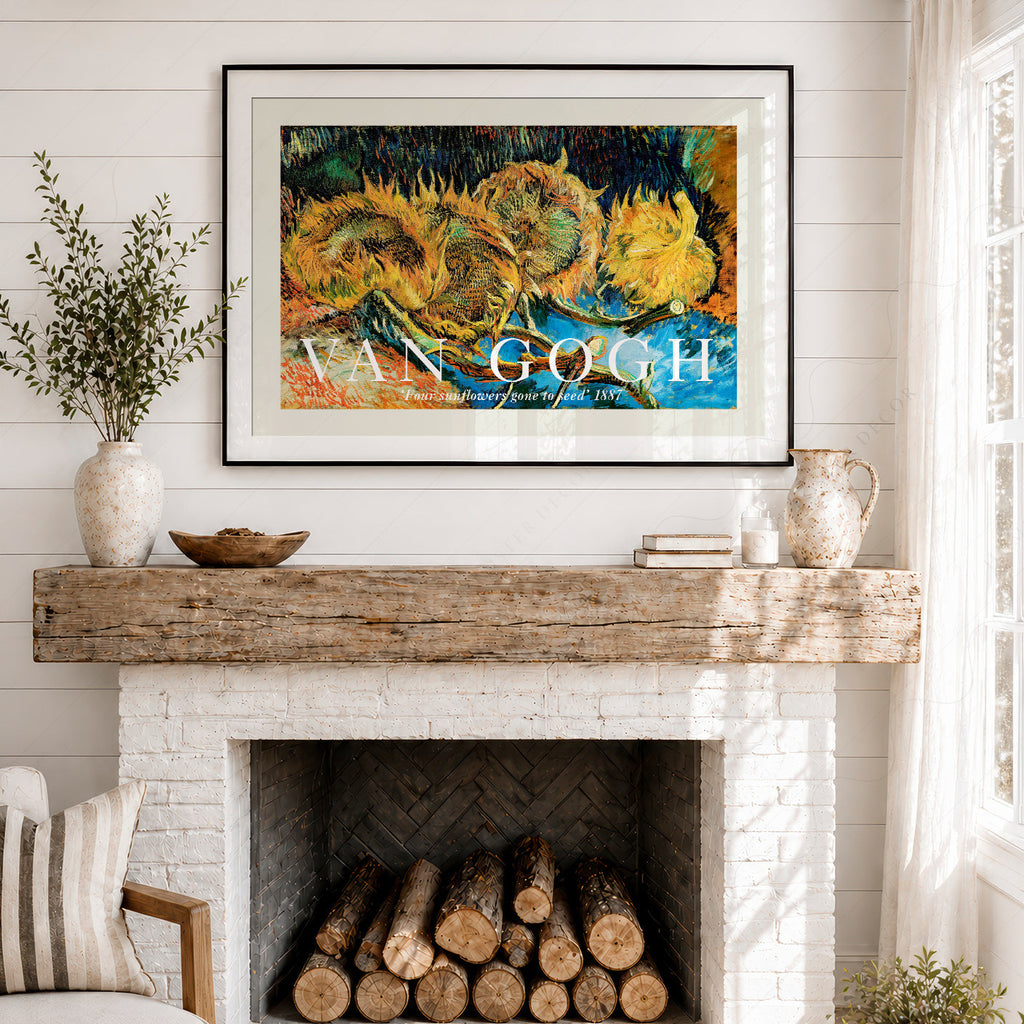 Van Gogh Four Sunflowers Gone to Seed Art Print – Famous Painting Wall Art