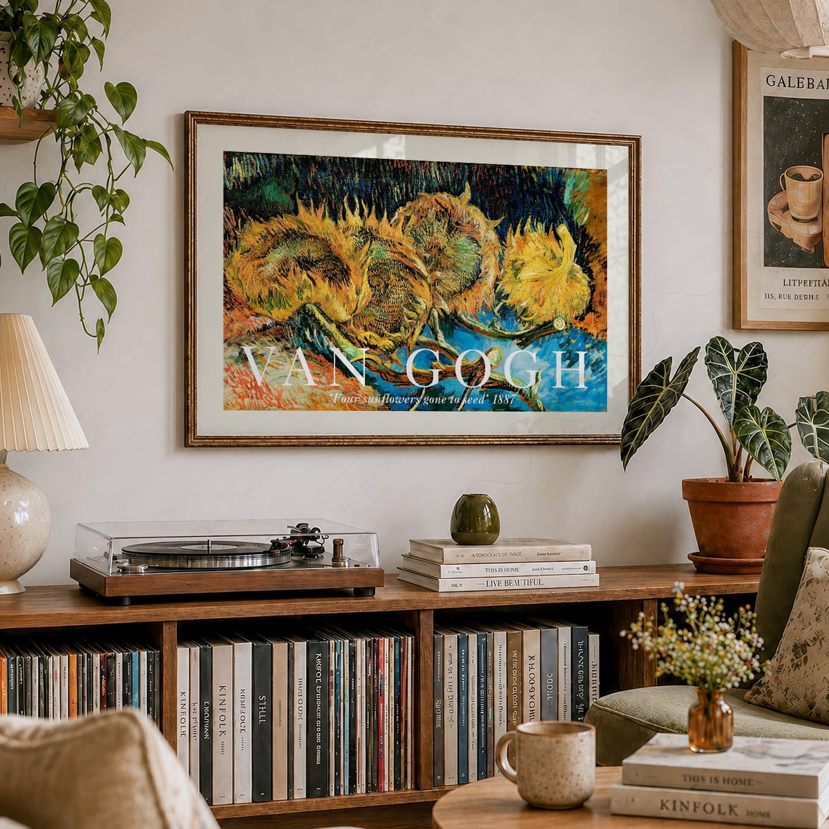 Van Gogh Four Sunflowers Gone to Seed Art Print – Famous Painting Wall Art