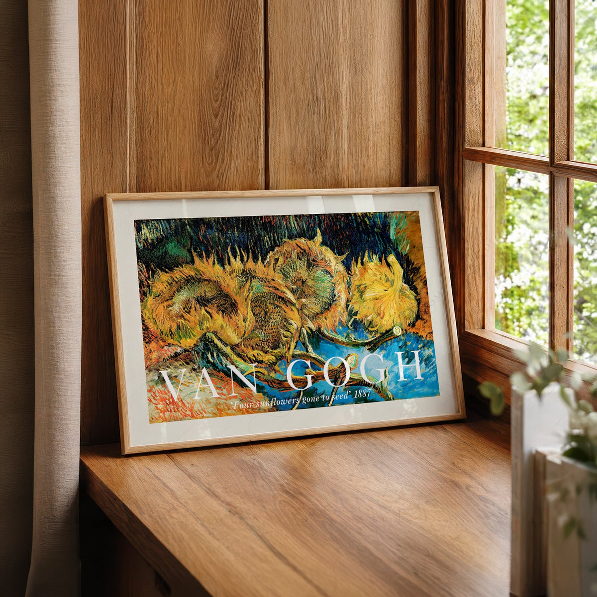 Van Gogh Four Sunflowers Gone to Seed Art Print – Famous Painting Wall Art