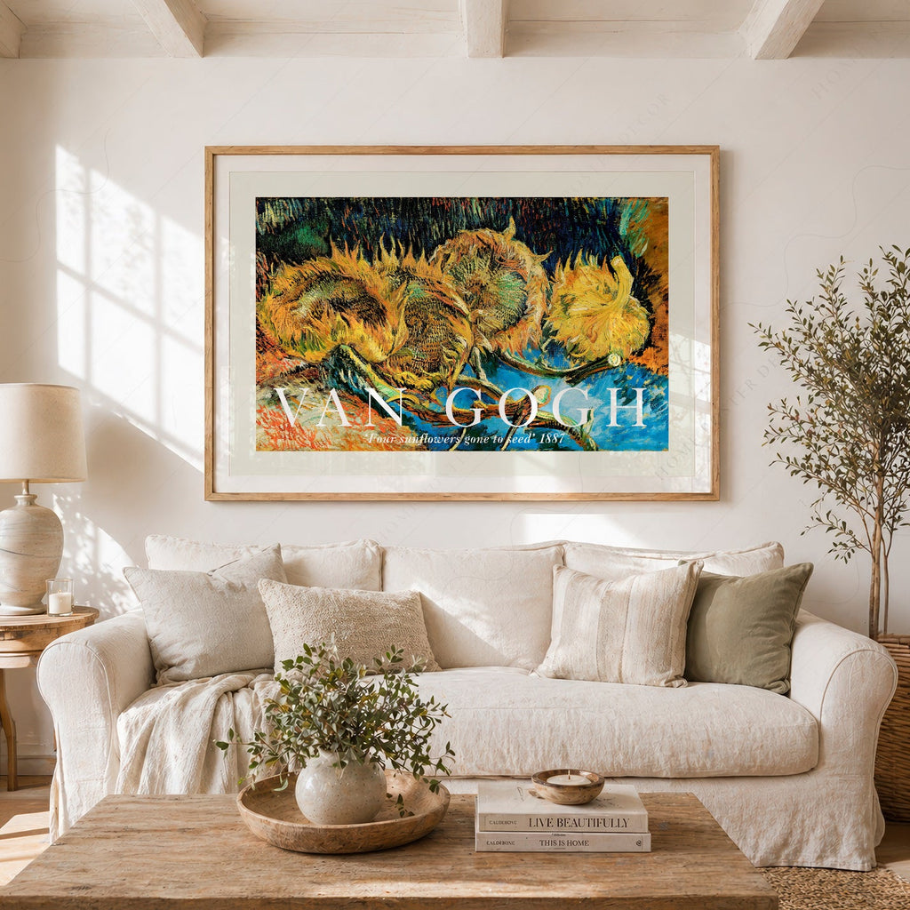 Van Gogh Four Sunflowers Gone to Seed Art Print – Famous Painting Wall Art