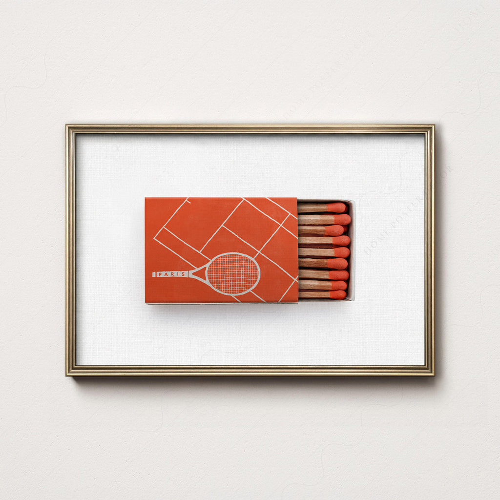 Paris Tennis Matchbox Print – French Open Clay Court Wall Art Poster