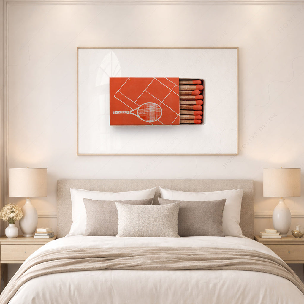 Paris Tennis Matchbox Print – French Open Clay Court Wall Art Poster