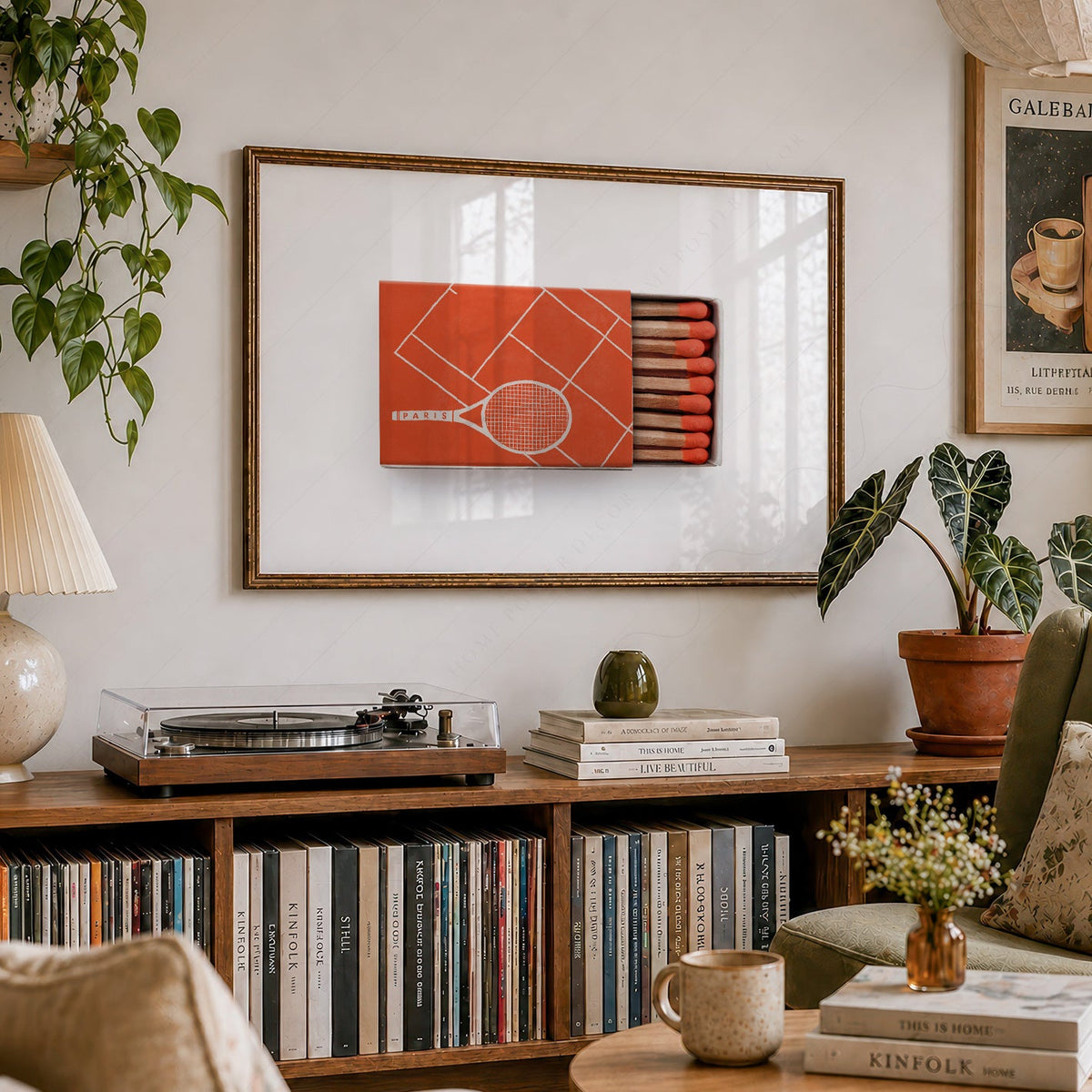Paris Tennis Matchbox Print – French Open Clay Court Wall Art Poster
