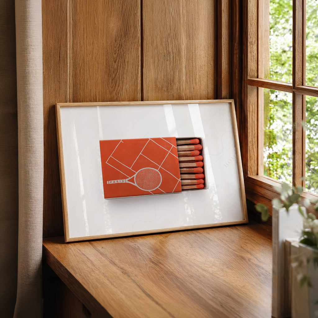 Paris Tennis Matchbox Print – French Open Clay Court Wall Art Poster
