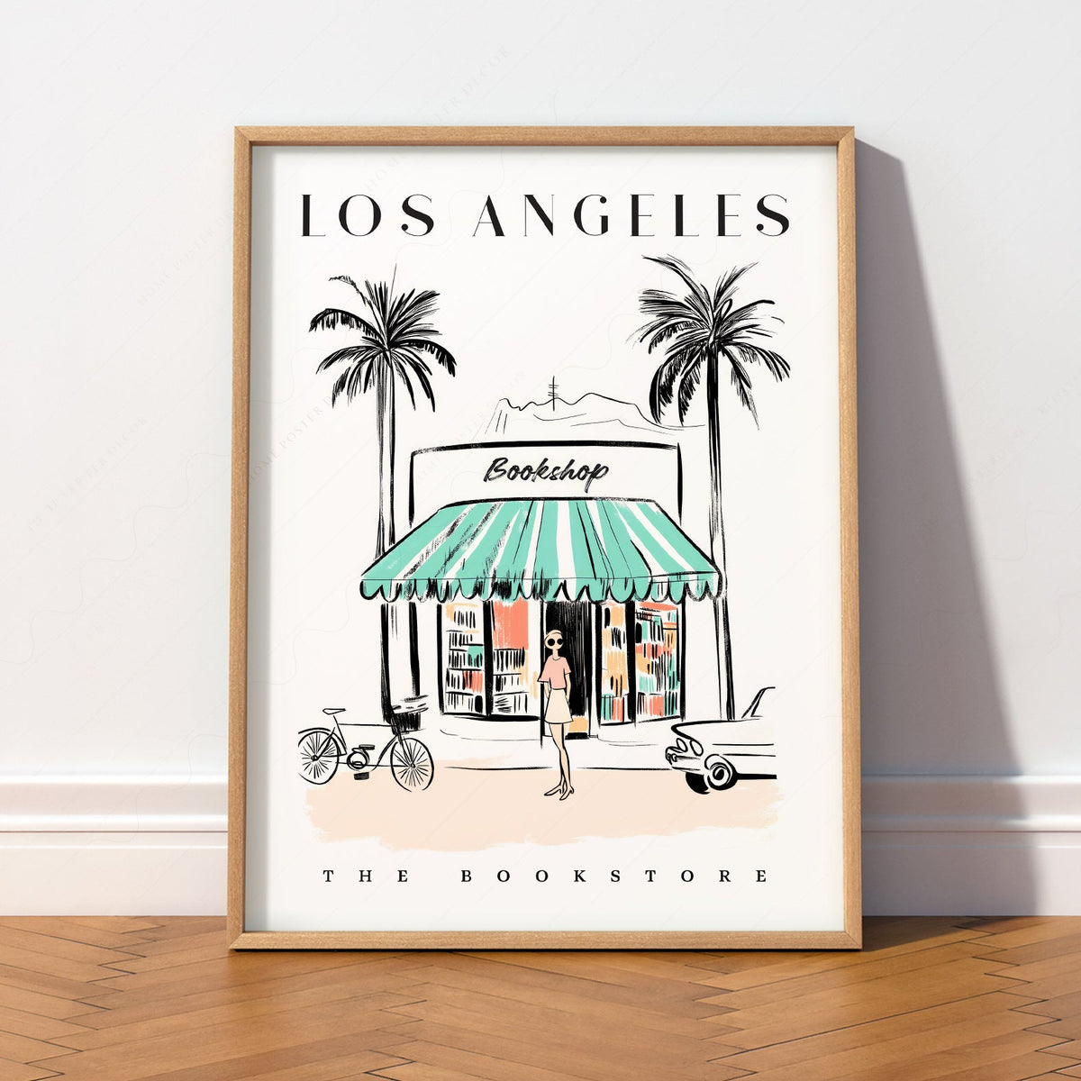 Los Angeles Bookstore Print – California Travel Poster Wall Art