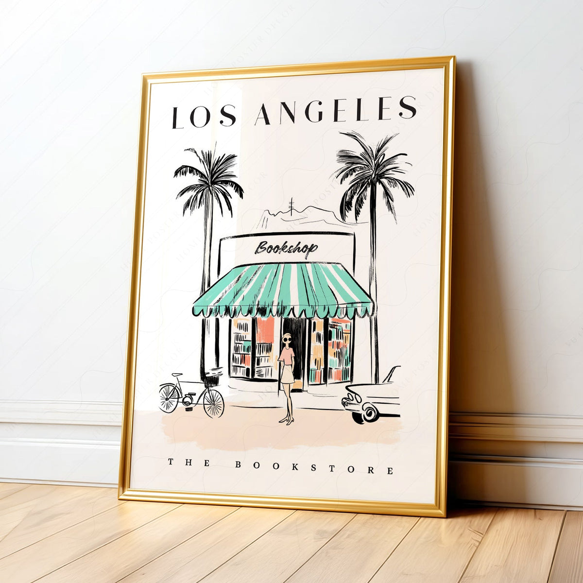Los Angeles Bookstore Print – California Travel Poster Wall Art