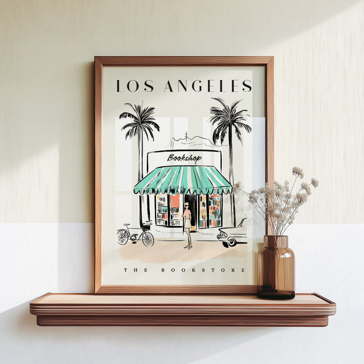 Los Angeles Bookstore Print – California Travel Poster Wall Art