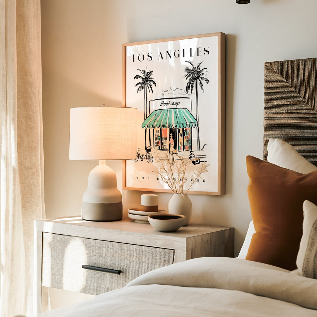 Los Angeles Bookstore Print – California Travel Poster Wall Art