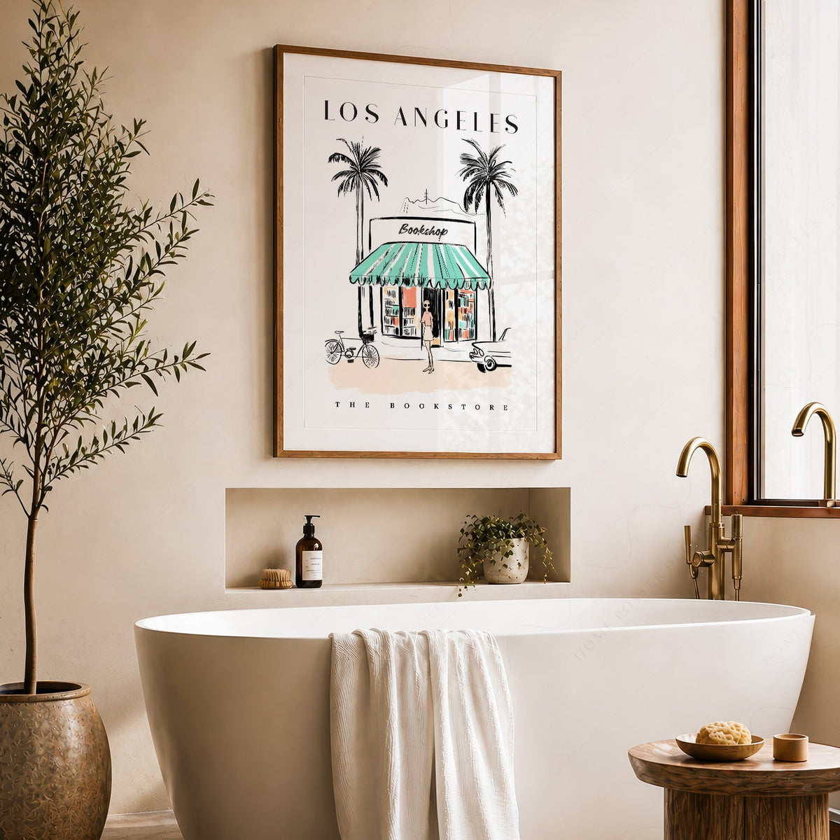 Los Angeles Bookstore Print – California Travel Poster Wall Art