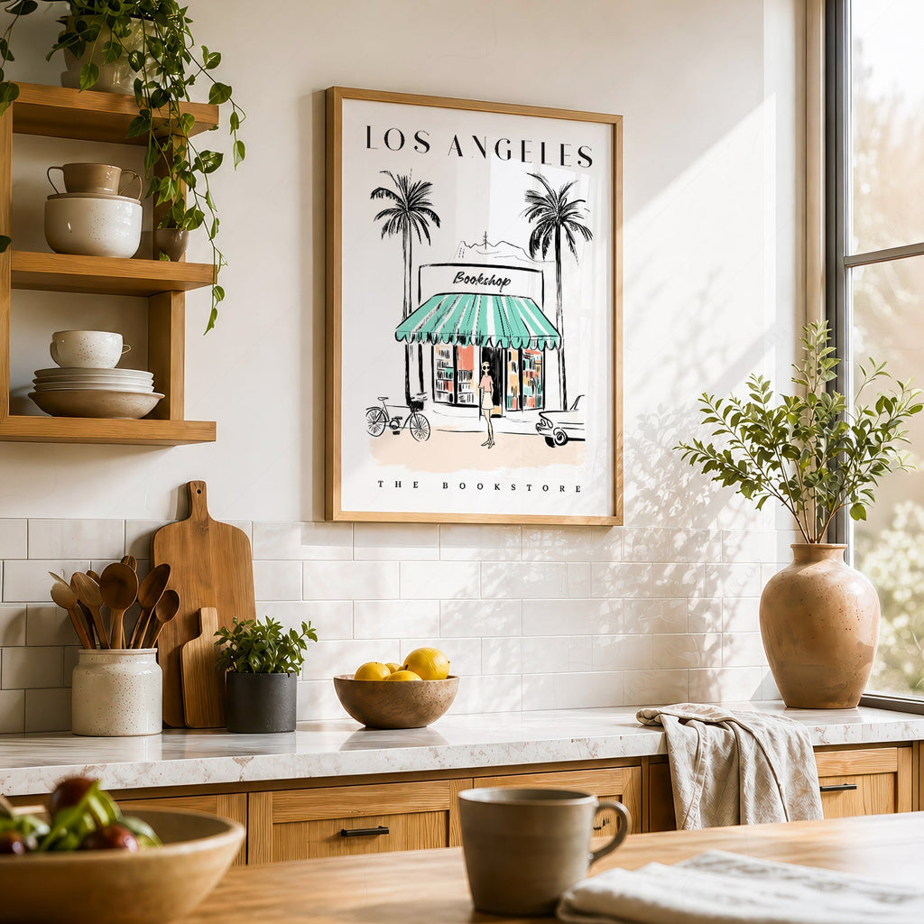 Los Angeles Bookstore Print – California Travel Poster Wall Art