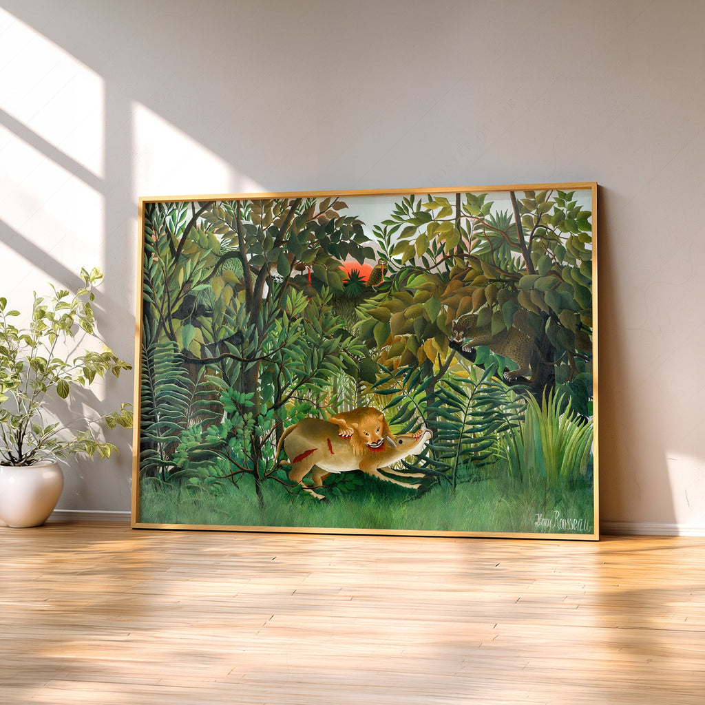 Estampe Henri Rousseau Le Lion ayant faim – Affiche murale jungle