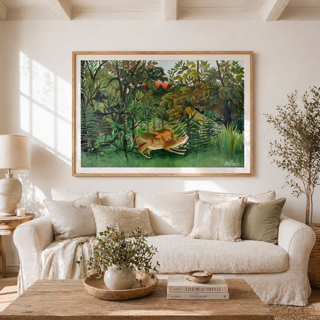 Estampe Henri Rousseau Le Lion ayant faim – Affiche murale jungle