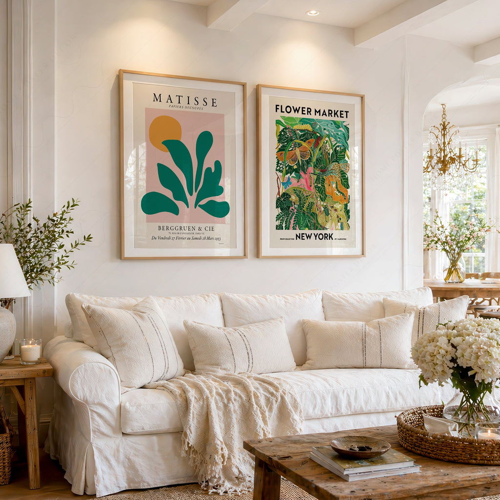 Ensemble de 2 estampes Henri Matisse et Marché aux fleurs de New York – Art mural moderne