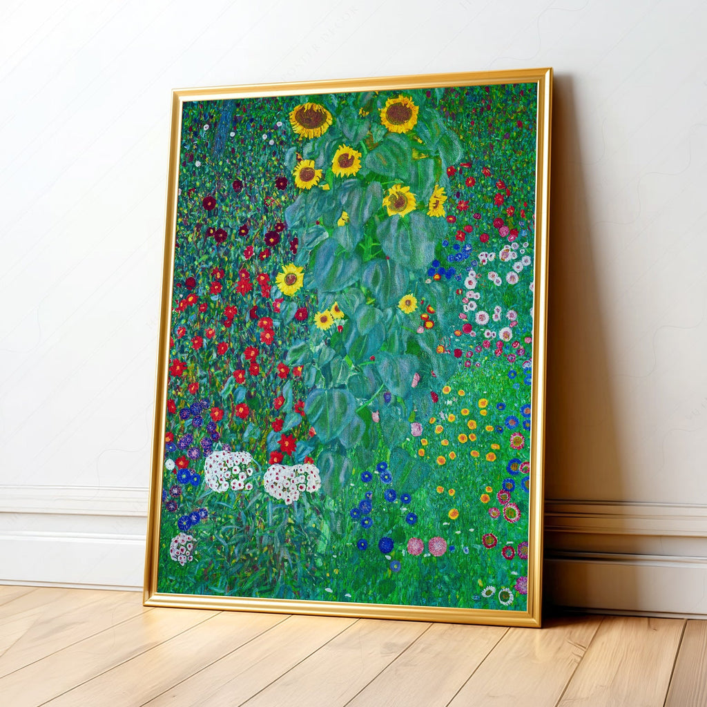 Gustav Klimt Farm Garden with Sunflowers Art Print – Floral Wall Art