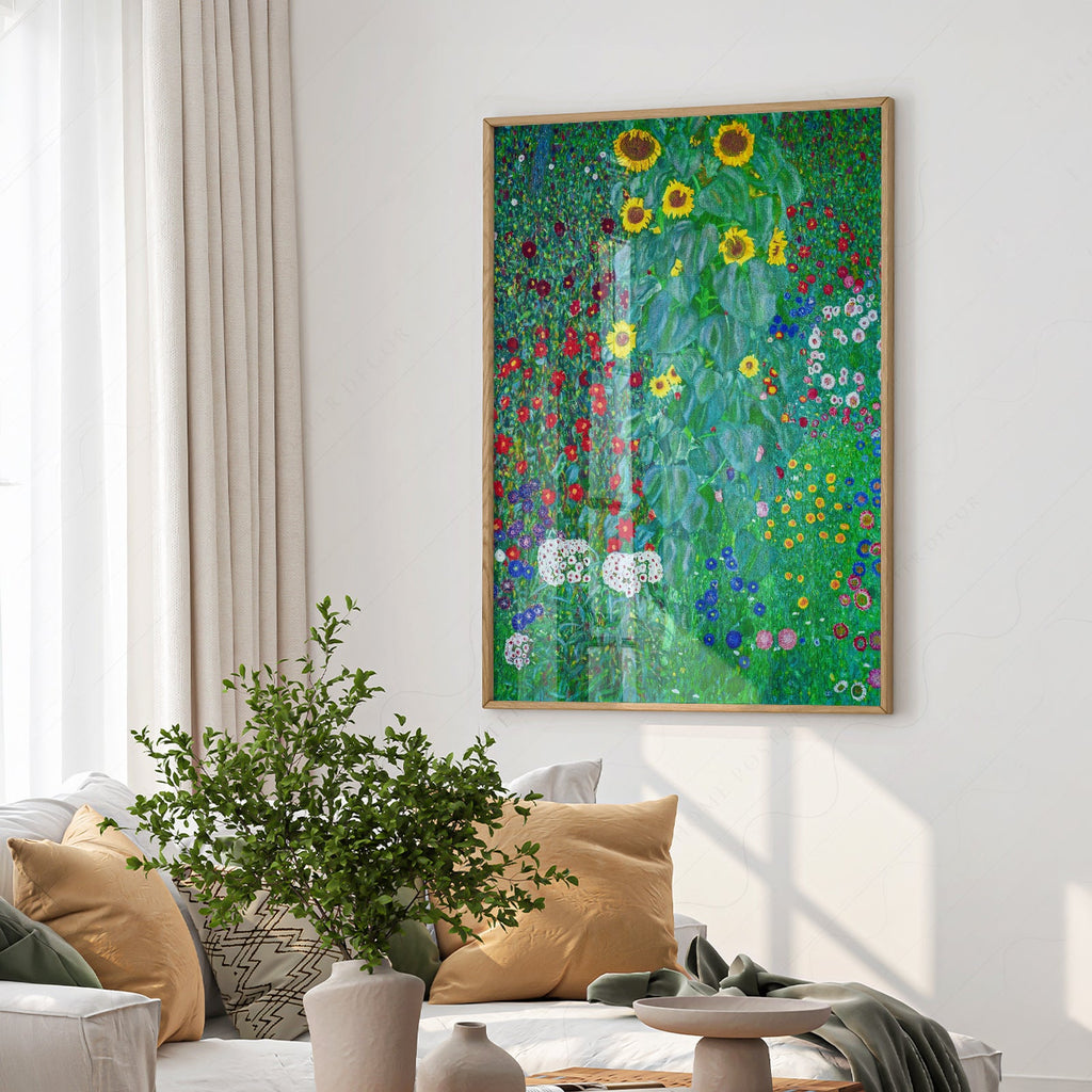 Gustav Klimt Farm Garden with Sunflowers Art Print – Floral Wall Art