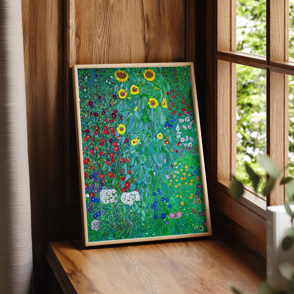 Gustav Klimt Farm Garden with Sunflowers Art Print – Floral Wall Art
