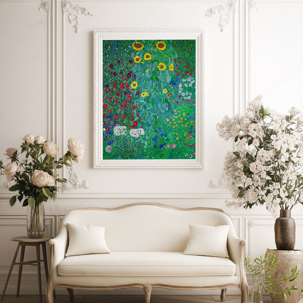 Gustav Klimt Farm Garden with Sunflowers Art Print – Floral Wall Art