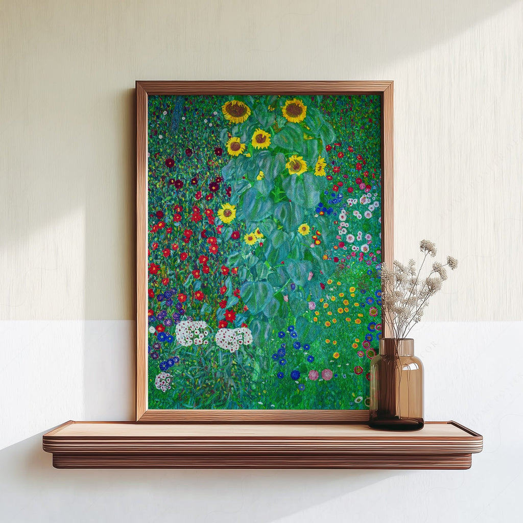 Gustav Klimt Farm Garden with Sunflowers Art Print – Floral Wall Art