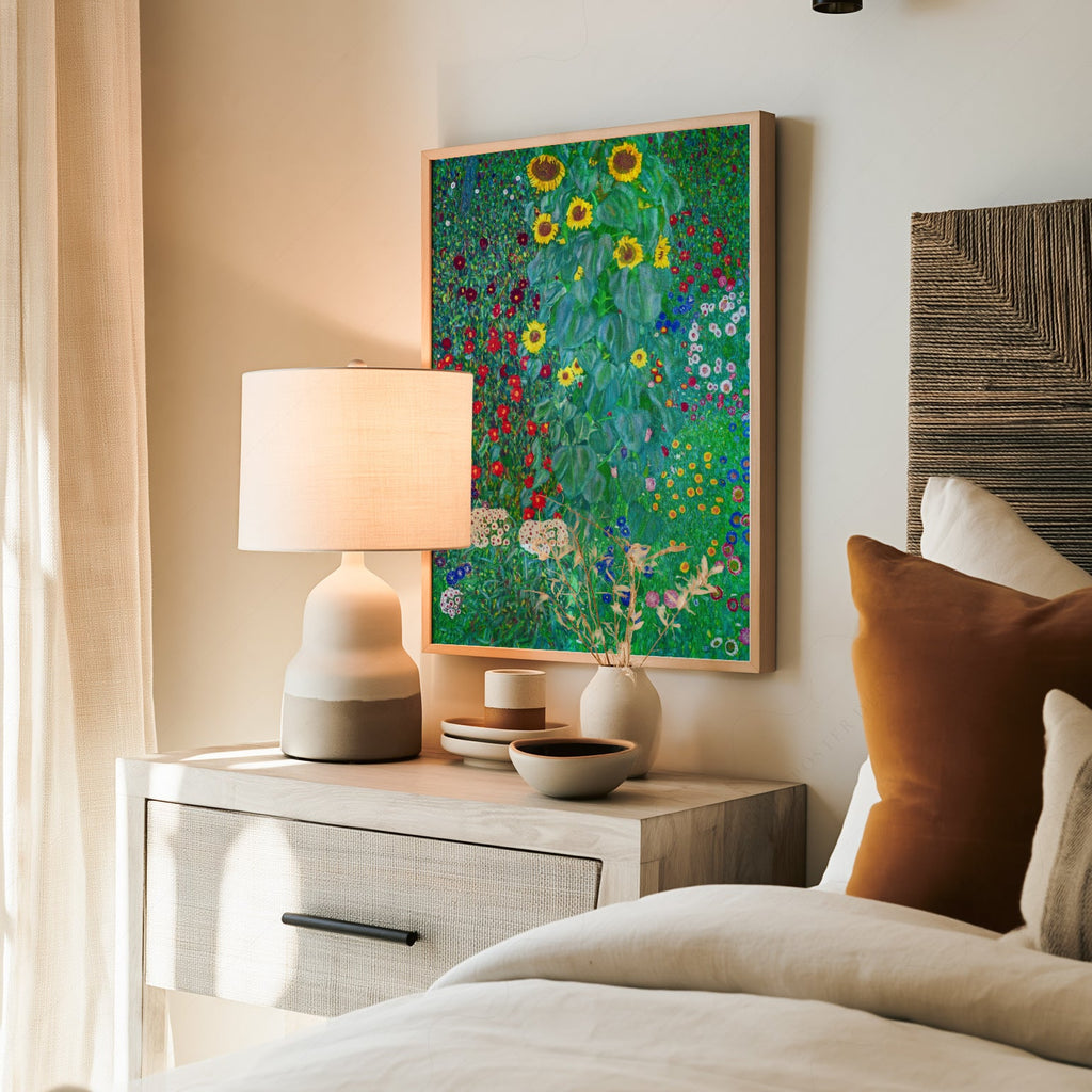 Gustav Klimt Farm Garden with Sunflowers Art Print – Floral Wall Art