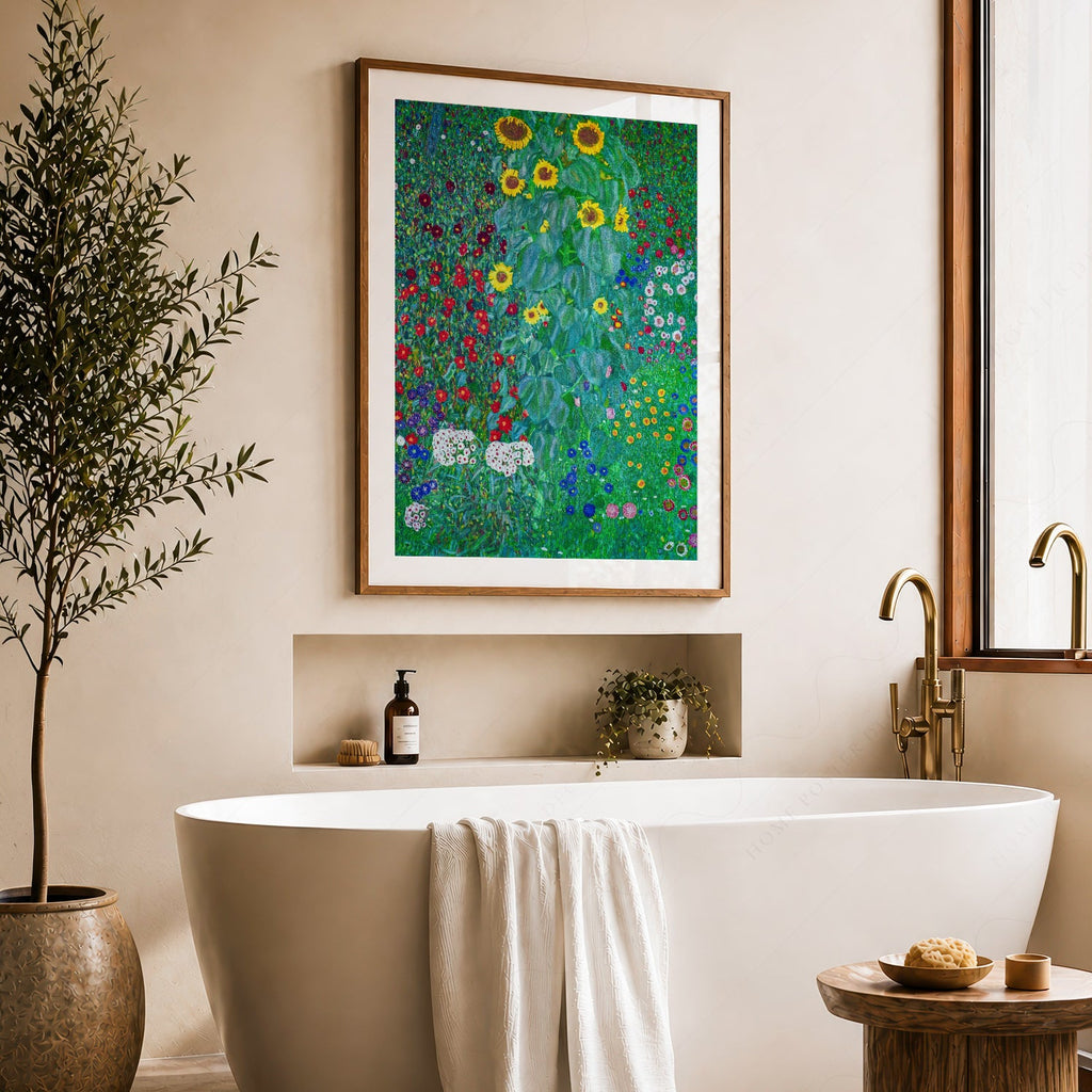 Gustav Klimt Farm Garden with Sunflowers Art Print – Floral Wall Art