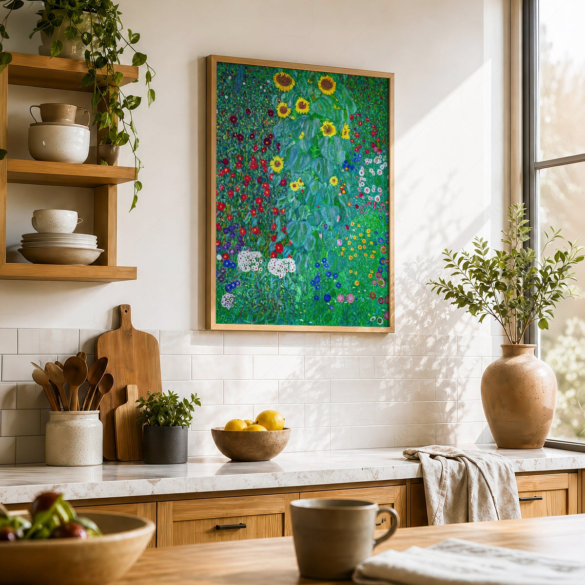 Gustav Klimt Farm Garden with Sunflowers Art Print – Floral Wall Art