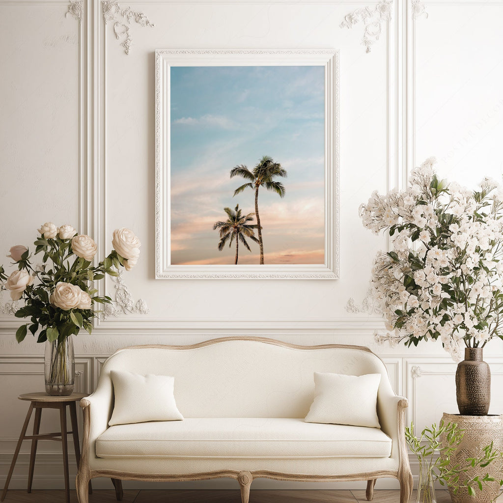 Palm Tree Photography Print – Tropical Coastal Wall Art Decor