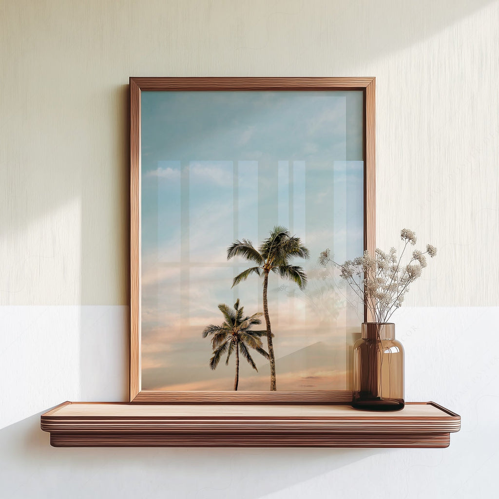 Palm Tree Photography Print – Tropical Coastal Wall Art Decor