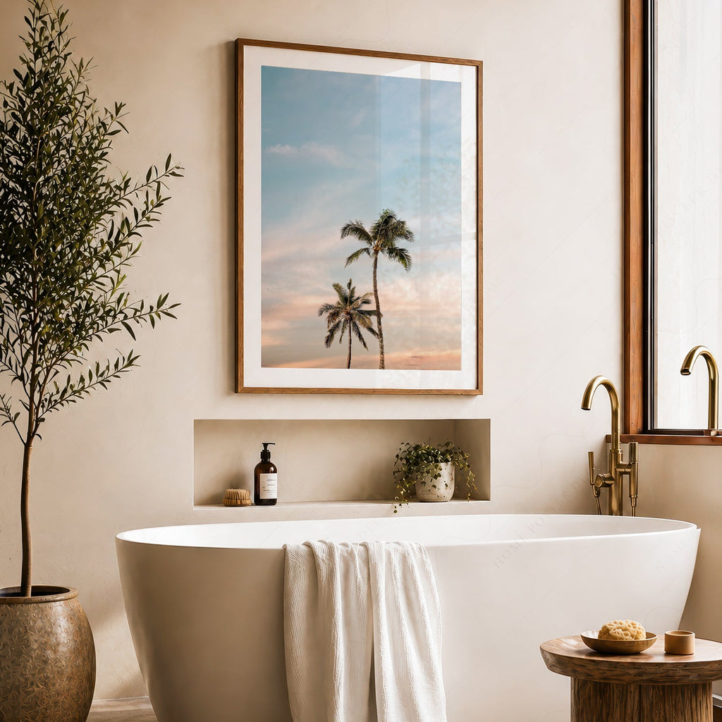 Palm Tree Photography Print – Tropical Coastal Wall Art Decor