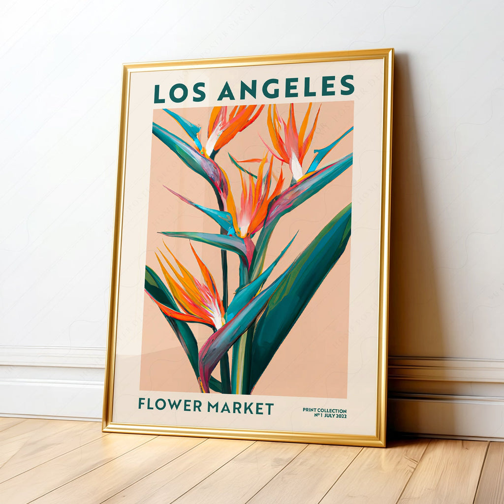 Affiche Los Angeles Flower Market – Art mural botanique Oiseau de paradis