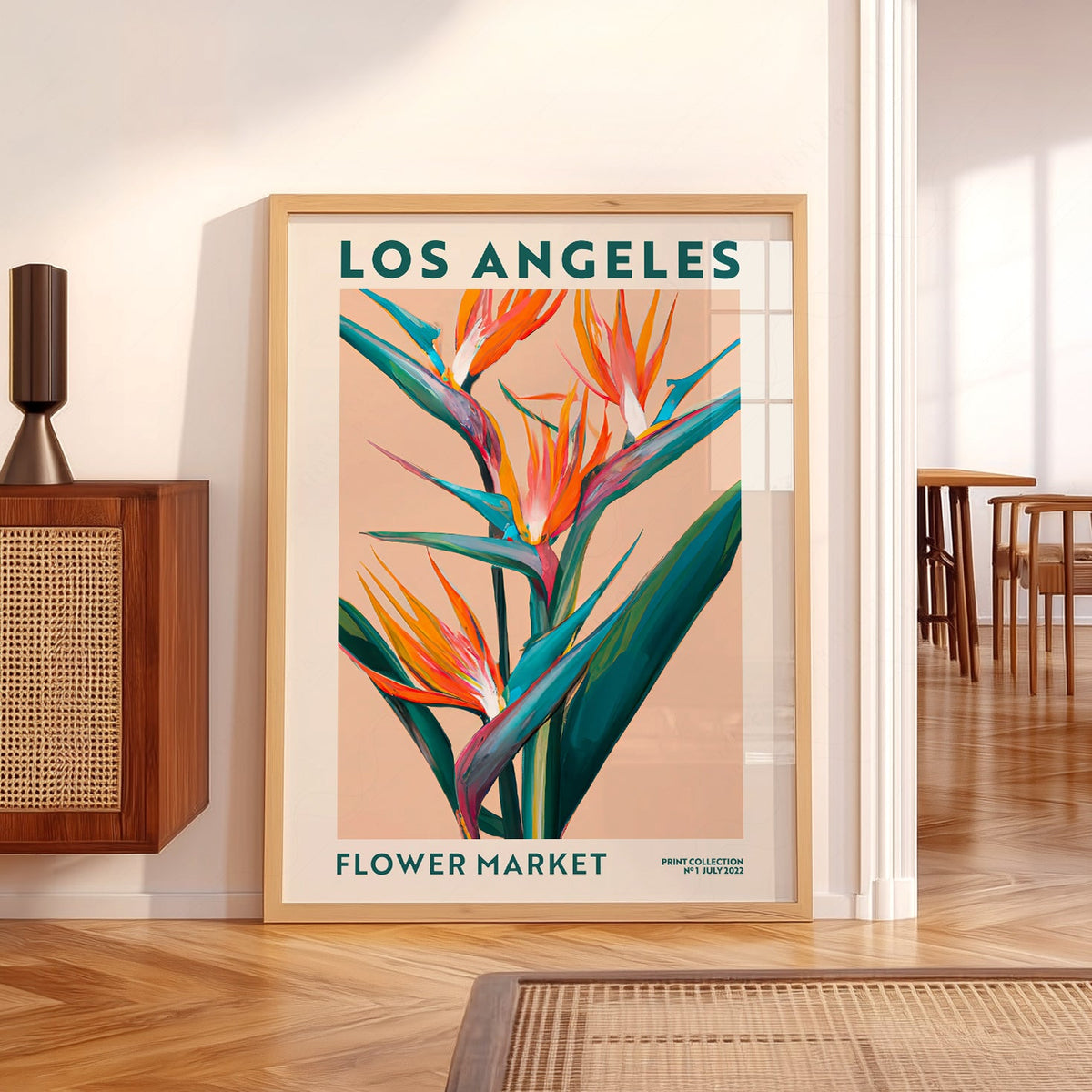 Affiche Los Angeles Flower Market – Art mural botanique Oiseau de paradis